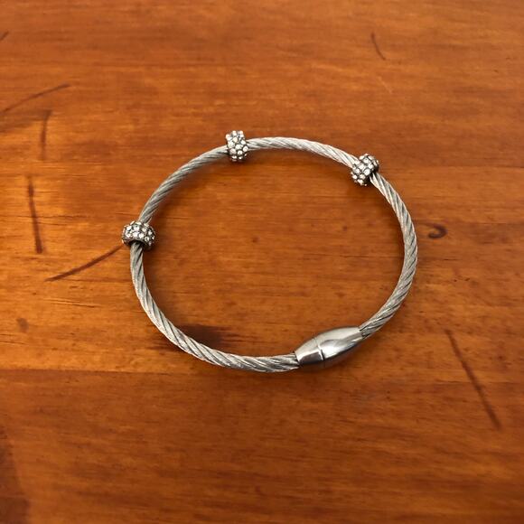 3 PCS Silver Unique Vintage Rope Style Bracelet Set with Small Gemstone Beads - Picture 8 of 9